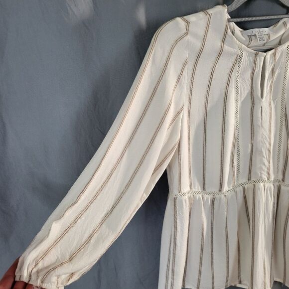 Fever Creme‎ Colored Striped Baby Doll Top Size S - Picture 2 of 6